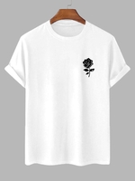 T-shirt à Imprimé Rose Manches Courtes Xl Blanc