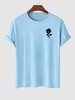 T-shirt à Imprimé Rose Manches Courtes Xl Bleu