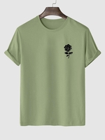 T-shirt à Imprimé Rose Manches Courtes Xl Vert profond