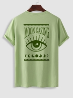 T-shirt à Imprimé Soleil et Lune à Manches Courtes L Vert clair