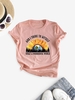 T-shirt à Imprimé Tournesol à Col Rond à Manches Courtes Xl Rose clair