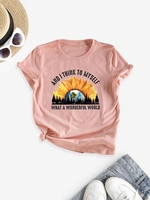 T-shirt à Imprimé Tournesol à Col Rond à Manches Courtes Xl Rose clair