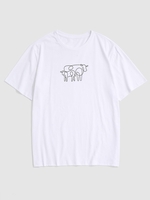 T-shirt à Imprimé Vache à Manches Courtes Xl Blanc