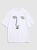 T-shirt à Imprimé Visage à Manches Courtes M Blanc