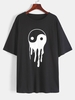 T-shirt à Imprimé Yin et Yang à Col Rond S Noir