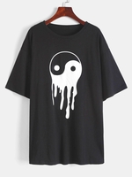 T-shirt à Imprimé Yin et Yang à Col Rond S Noir
