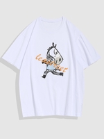 T-shirt à Imprimé Zèbre de Dessin Animé L Blanc