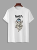 T-shirt à ImpriméLettre Astronaute à Manches Courtes M Blanc