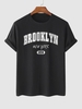 T-shirt à Lettre BROOKLYN à Manches Courtes S Noir