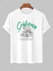 T-shirt à Lettre California Ours et Aile Graphique à Manches Courtes M Blanc