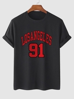 T-shirt à Lettre LOS ANGELES à Manches Courtes Xs Noir