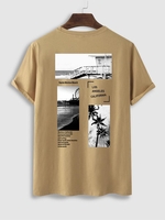 T-shirt à Lettre LOS ANGELES Collage à Manches Courtes L Café lumière