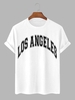 T-shirt à Lettre LOS ANGELES Mignon à Col Rond Xl Blanc