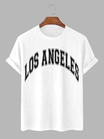 T-shirt à Lettre LOS ANGELES Mignon à Col Rond Xl Blanc