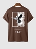 T-Shirt à Manches Courtes Motif Aigle et Roses Style Graphique L Café profond