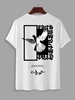 T-Shirt à Manches Courtes Motif Aigle et Roses Style Graphique S Blanc
