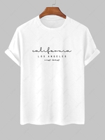 T-shirt à Motif de Lettre LOS ANGELES California à Manches Courtes S Blanc