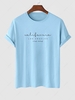 T-shirt à Motif de Lettre LOS ANGELES California à Manches Courtes S Bleu clair