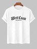 T-shirt à Motif de Lettre West Coast California à Manches Courtes L Blanc