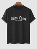 T-shirt à Motif de Lettre West Coast California à Manches Courtes M Noir