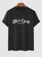 T-shirt à Motif de Lettre West Coast California à Manches Courtes M Noir