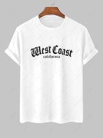 T-shirt à Motif de Lettre West Coast California à Manches Courtes S Blanc