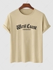 T-shirt à Motif de Lettre West Coast California à Manches Courtes S Café lumière