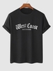 T-shirt à Motif de Lettre West Coast California à Manches Courtes Xl Noir