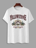 T-shirt à Motif de Lettre YELLOWSTONE NATIONAL PARK à Manches Courtes M Blanc
