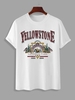 T-shirt à Motif de Lettre YELLOWSTONE NATIONAL PARK à Manches Courtes Xl Blanc