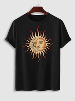 T-shirt à Motif de Soleil à Manches Courtes Xl Noir