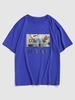 T-shirt à Motif Orné de Boutons 3xl Bleu