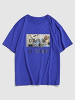 T-shirt à Motif Orné de Boutons 3xl Bleu