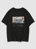 T-shirt à Motif Orné de Boutons 3xl Noir