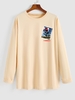 T-shirt à Motif Rose à Manches Longues S Jaune clair