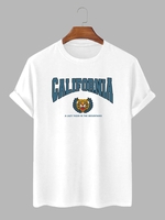 T-shirt à Motif Tigre CALIFORNIA à Col Rond à Manches Courtes en Coton L Blanc