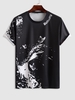 T-shirt à Papillon Graphique Peinture Eclaboussée à Manches Courtes 2xl Noir