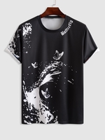 T-shirt à Papillon Graphique Peinture Eclaboussée à Manches Courtes 2xl Noir