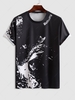 T-shirt à Papillon Graphique Peinture Eclaboussée à Manches Courtes L Noir