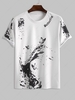T-shirt à Papillon Graphique Peinture Eclaboussée à Manches Courtes M Blanc chaud
