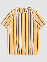 T-shirt à Rayure Contrastée à Manches Courtes Xxl Jaune soleil