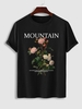T-shirt à Rose et Lettre en Coton L Noir