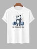 T-shirt à Slogan THE STRUGGLE IS REAL et Panda de Dessin Animé L Blanc