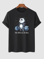 T-shirt à Slogan THE STRUGGLE IS REAL et Panda de Dessin Animé M Noir