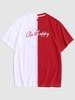 T-shirt à Visage à Lettre à Deux Tons 2xl Rouge