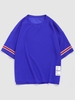 T-shirt Applique à Imprimé Lettre Rayé de Style Blokecore 2xl Bleu