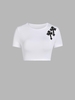 T-shirt avec Broderie Croisée L Blanc