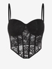 T-shirt Bandage Corset en Dentelle Transparente à Armature L Noir