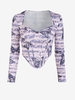 T-shirt Bandage Corset Teinté Papillon à Col en Forme de Cœur S