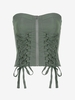 T-shirt Bandeau Zippé Devant à Lacets M Vert profond